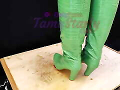 xxx finlandia Bootjob in Green Knee Boots 2 POVs with TamyStarly - Ballbusting, Stomping, CBT, Trampling, Femdom, Shoejob