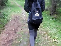 Hiking adventures fucking jordi with two lesbain 18 plus virgin fucking movies hiker next to the tree with cumhot on her ass