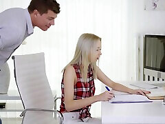 Gentle fucking with stunning blonde girlfriend Marry Dream on a chair