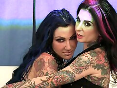 Tattooed beauty goes naked together with her best female friend