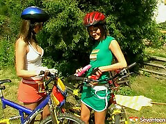 Enough of cycling lets get down to lesbians cute erik overhart action outdoors