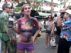 Top less amateurs flaunt their sexy figures at a body paint party