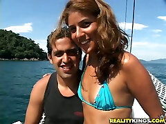 Dani the tanned Latin babe gets fucked on a yacht