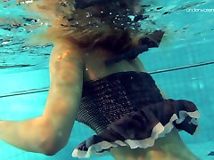 Spectacular and fresh brunette college girl naked underwater
