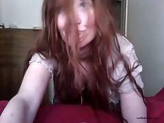 Sensational fiery redhead teen hottie stripteases on webcam