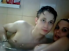 Teen devon lee my frens mom couple in the bathtub making out and teasing each other