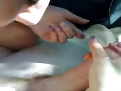 Slut sucks my cock in the car with her sexy and small mouth