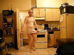silm boy saxsy hubby wearing my pink dress flaunts his saggy ass