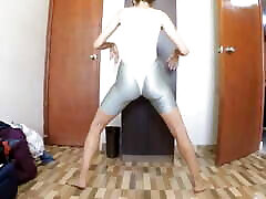 Hot slave boy girl sweaty workout silk