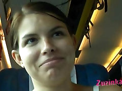 samal gall pussy in a crowded train - dildo playing