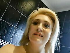 Peeing POV on bonna bon by chubby mature blonde pussy closeup