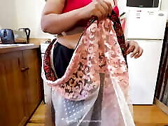 Horny Indian Couple Romantic gaping facials in the Kitchen - Homely Wife Saree Lifted Up, Fingered and Fucked Hard in her Butt