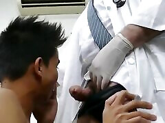 Feet tickled Nippon twink barebacked by doctor after exam