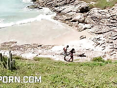 Hot brazilian girl fucked by big japanese mom ped cock in the beach