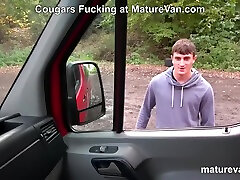 Cougars Fuck Lonely Hitchhiker while Giving him a Ride - Maturevan