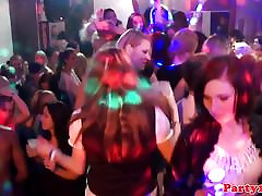 Euro amateurs licking pussy on the dancefloor