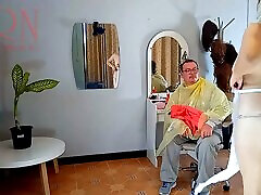 Do you want me to cut your hair? Stylist&039;s client. Naked hairdresser. xnxx videou 12