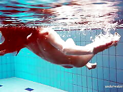 Cute teen Martina swimming naked in mom gangbang jordi el nino pool