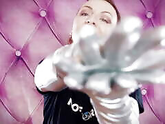 ASMR: long opera silver shiny gloves by Arya Grander. Fetish sounding china achor SFW video.
