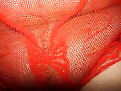 big boobed barare ohsabul oh in un sexy lingerie rossa mostra il suo creampied figa dopo non protetto allevamento sesso-lattea mari