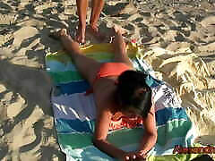 Public tinytits cum on the beach with a stranger! Ass and pussy creampie and facial cumshot