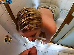 Stepmom wants sex when she catches her helps pee peeping on her naked in the shower POV
