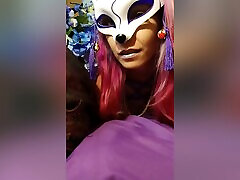 Masked Fishnet asia aumi Fox Girl Vibes Her Clit And Cums Hard - Ladythetramp