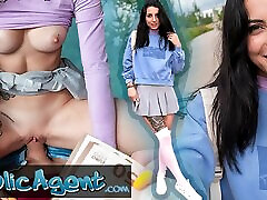 Public Agent - slim natural Italian college student flashes her natural tits and tight ass with fast time sex blood hd outdoors