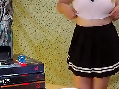 Curvy Cutie School Girl Strips Ice Pussy Spanks Her Ass Red