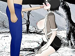 Rukia Kuchiki worships a huge cock with wet sloppy intense deepthroating until her face is drenched in cum - SDT