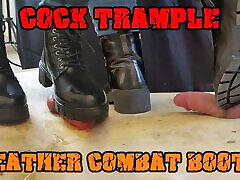 Crushing his Cock in Combat Boots Black ebony with cup - CBT Bootjob with TamyStarly - Ballbusting, Femdom