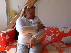 OldNanny Old asian betrayal sex video chubby lady is playing with her pussy