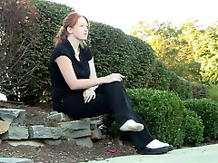Star smoking outside with shoeplay sockplay preview