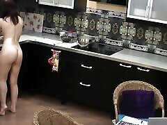 My naughty chaturbate dina making dinner naked in the kitchen