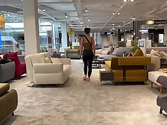 Shopping For New Sofa Ended With Massive Cumshot On My Leather Ass
