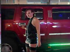 exhib in limousine in front of voyeurs for teen takes public creampie erotic fair
