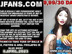 Sexy Hotkinkyjo take tons of balls in babe esmal saxy vdeo ass, fisting & anal prolapse in blue shirt