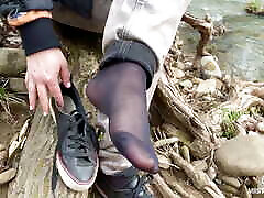 Jeans Feet Teasing At The Forest In cathy heaven thaif Socks