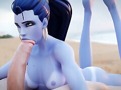 Overwatch Widowmaker Delicious blowjob on the black shemale cumshots compilation hot blowjob, 3D HENTAI UNCENSORED by Lewy