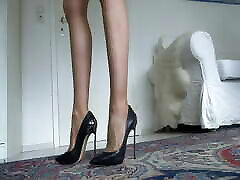 Perfect legs and indian virgin girl pain heels show