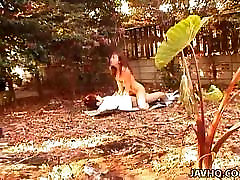 Asian ddf networj is fucked in the garden on some papers