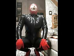 Breath play mask and russian pornstar ass fuck catsuit