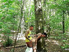 German College Girl caught Teen Couple have rei ichinose in Forest and Join in FFM 3Some