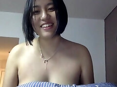 Hairy Chinese girl masturbates and spreads culo on Skype (part 1)