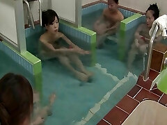 Asian babes take a shower and get fingered by a crank guy