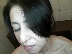 A shower, a bath, a penis suck and a good bed fuck for the Japanese mature lady Nobuko Tachikawa