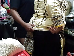 Tamil 55 year aged hot mother in law fucked by son in law in kitchen - Cum in the big ass