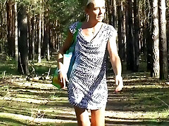 E-Stim outdoor ,Public flashing in wood, wanking off