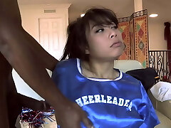 Asian teen May Lee Takes Two Big Black Cocks