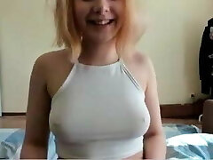 Sexy babe tight white top hard nipples teasing